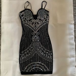 Black sequin bodycon mini dress